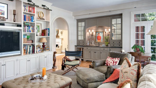 Living room couch chair ottoman 3 - a large window free wallpaper