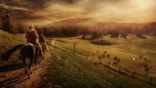 Woman riding horse dirt road - a dirt road next free wallpaper