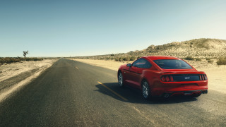 Red mustang desert road cactus - unreal engine free wallpaper for desktop