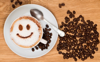 Coffee smiley beans spoon table - a smiley face free wallpaper