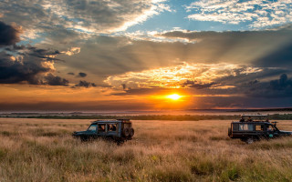 Vehicles field sunset clouds art - stunning free wallpaper