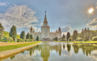 Large building tower clock lake 3 - fedot sychkov free wallpaper