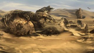 Desert rocks sand bird matte - a desert scene free wallpaper