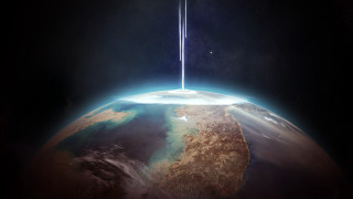Space station earth beam moon - christopher balaskas free wallpaper
