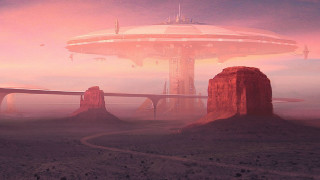 Futuristic city giant alien structure - chris moore free wallpaper