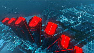Futuristic city red lights blue - a futuristic city free wallpaper