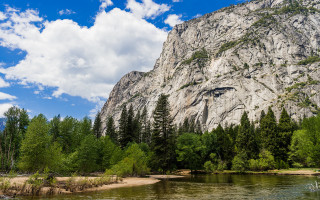Mountain river trees clouds blue 3 - ansel adams free wallpaper
