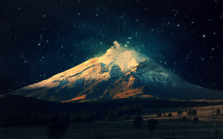 Snowy mountain night sky stars 5 - in the foreground free wallpaper