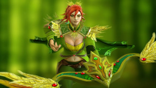 Redhair greenoutfit greendragon elf woman - 3 d model free wallpaper