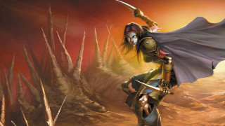 Desert woman sword armor cape - chris rahn free wallpaper