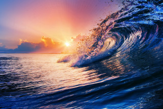 Breaking wave ocean sunset sunrise - ocean free wallpaper for desktop