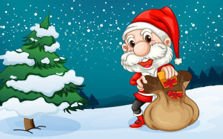 Santa sack ornaments christmas reindeer - naive free wallpaper for desktop