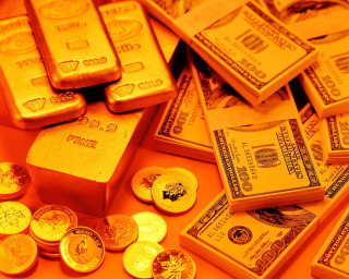 Gold bars money table red - enguerrand quarton free wallpaper