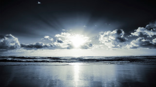 Sunshine clouds ocean beach rayonism 4 - over the ocean free wallpaper