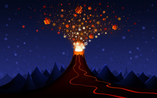 Volcano fireworks christmas city night - a volcano free wallpaper