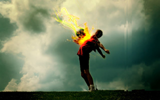Man fireball cloudy sky explosion - a fireball free wallpaper
