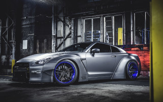 Silver sports car garage blue - a garage free wallpaper