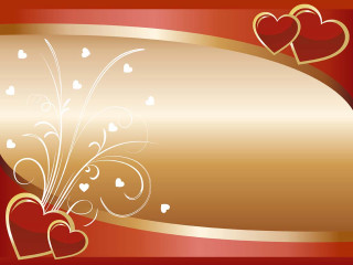 Red gold valentines day card - a gold ribbon free wallpaper