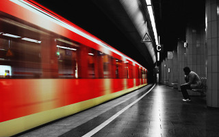 Man bench trainstation night viennese - a train free wallpaper