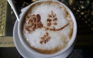 Coffee face spoon stilllife glass - japanese free wallpaper