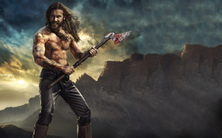 Bearded warrior axe mountain fantasy - a large axe free wallpaper