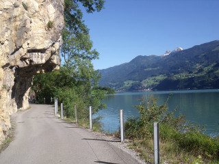 Road hill lake mountains blue - a hill next free wallpaper