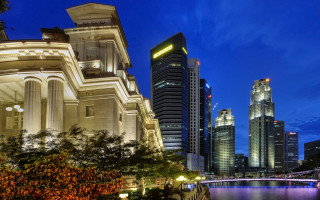 Cityscape night bridge river lights - the background and a river free wallpaper