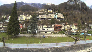 Large building hill trees cars - car free wallpaper for desktop