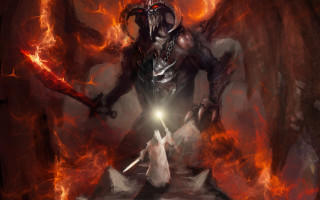 Demonic demon sword flames fire - a demonic demon free wallpaper