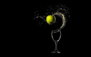 Glass water green apple splash - artistic free wallpaper