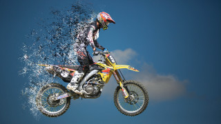 Dirtbike water air matte clock - dusty free wallpaper