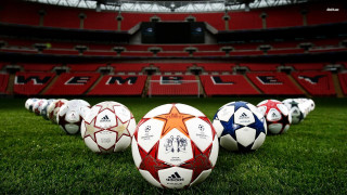Soccer balls grass stadium red 2 - grass in front free wallpaper