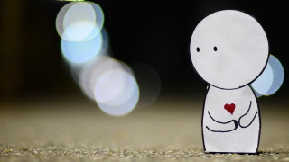 Paper cut out person heart - a paper free wallpaper