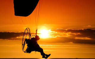 Kite flying sunset beach cinematic - free airplane wallpaper