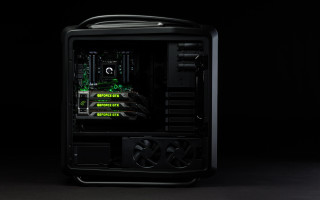 Black computer case green lights 2 - ray free wallpaper