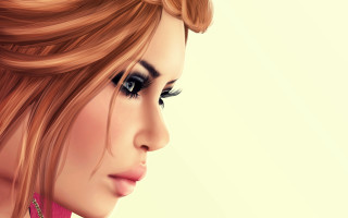 Woman long hair pink dress 3 - shaded free wallpaper