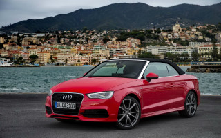 Red convertible city lake mountains - convertible free wallpaper