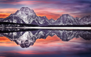 Mountain reflection sunset colorful sky 7 - mystical color free wallpaper