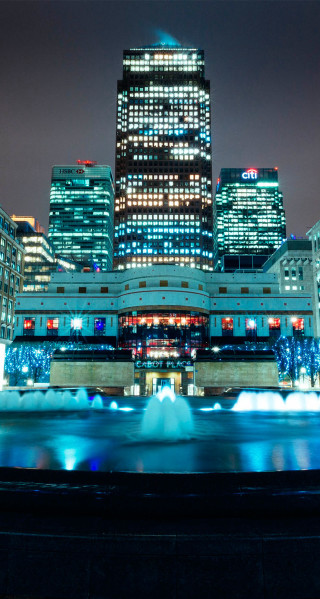 City skyline fountain night lights - christopher wren free wallpaper for mobile