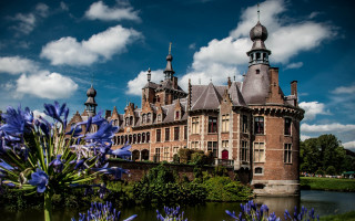 Tower clock pond castle architecture - dirck van der lisse free wallpaper