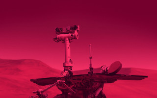 Red space station desert mountains - redshift free wallpaper for desktop