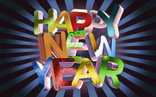 Happy new year colorful typographic - free new year wallpaper for desktop
