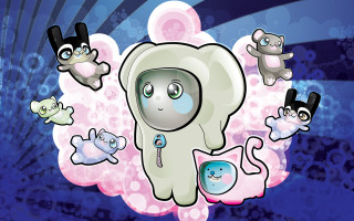 Cartoon animals bubbles cloud blue - a cartoon of a group free wallpaper