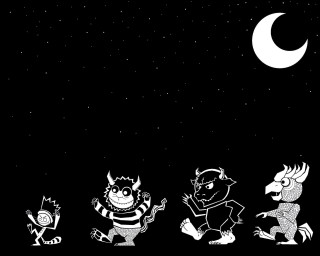 Cartoon characters moon starry sky - ed roth free wallpaper