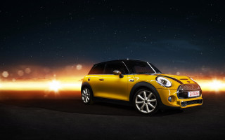 Yellow mini cooper starry night - a dark space free wallpaper
