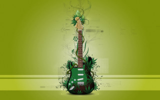 Green guitar green background funk - cool free wallpaper