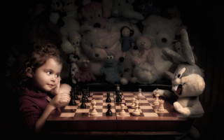 Little girl playing chess stuffed - stuffed free wallpaper for desktop