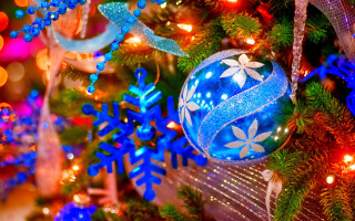 Christmas tree blue ornament lights - ornamental free wallpaper