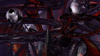 Metal spiral red light armor - abstract art free wallpaper