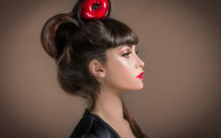 Woman apple pony tail fashion - a red apple free wallpaper